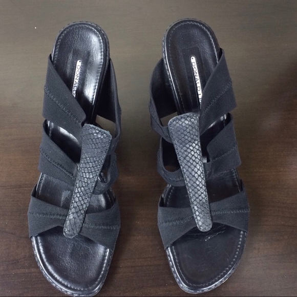 Donald J Pliner Black Textile & Leather Sandals - Picture 3 of 5
